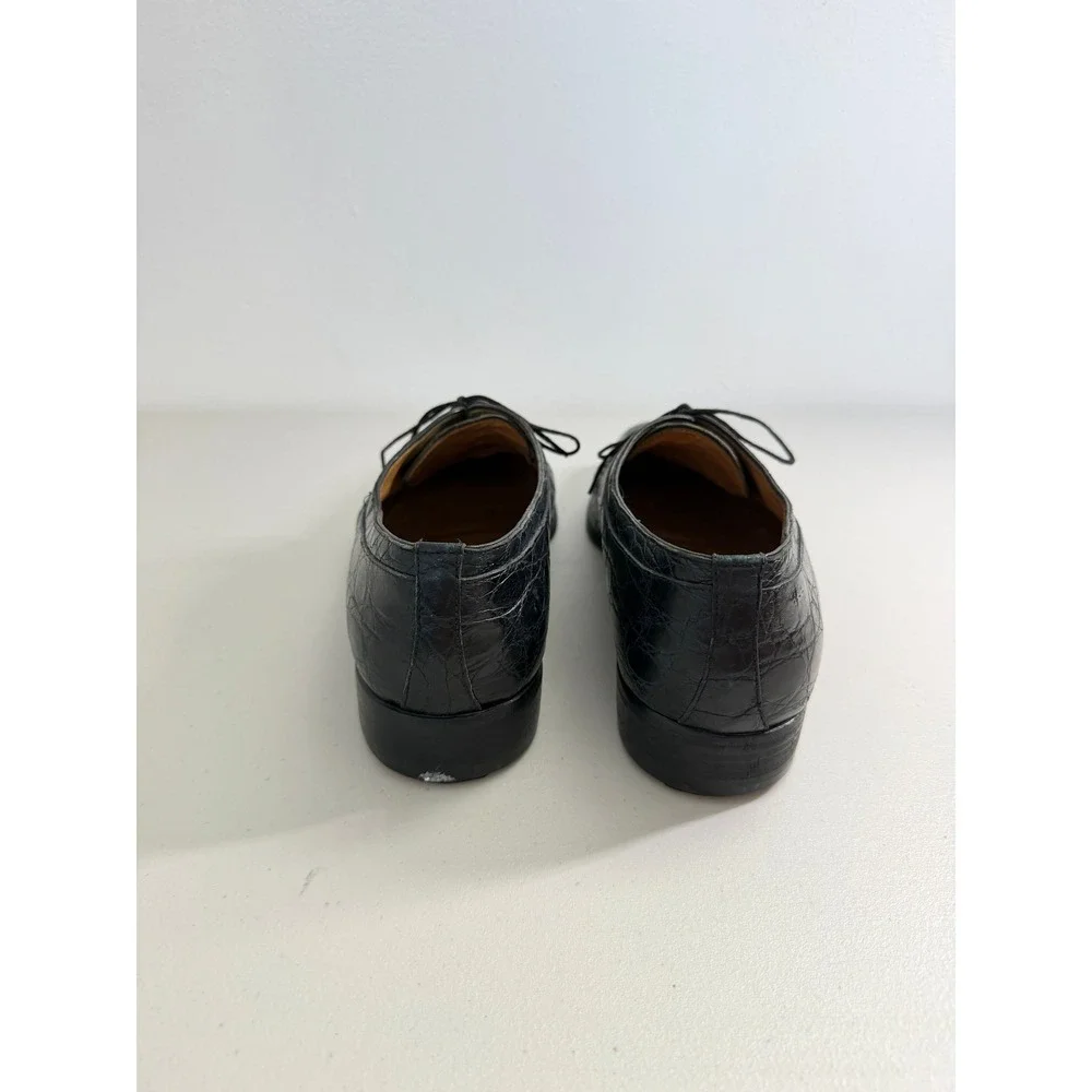 Moreschi Mens Black Crocodile Leather Derby Classic‎ Shoes Made in Italy 12